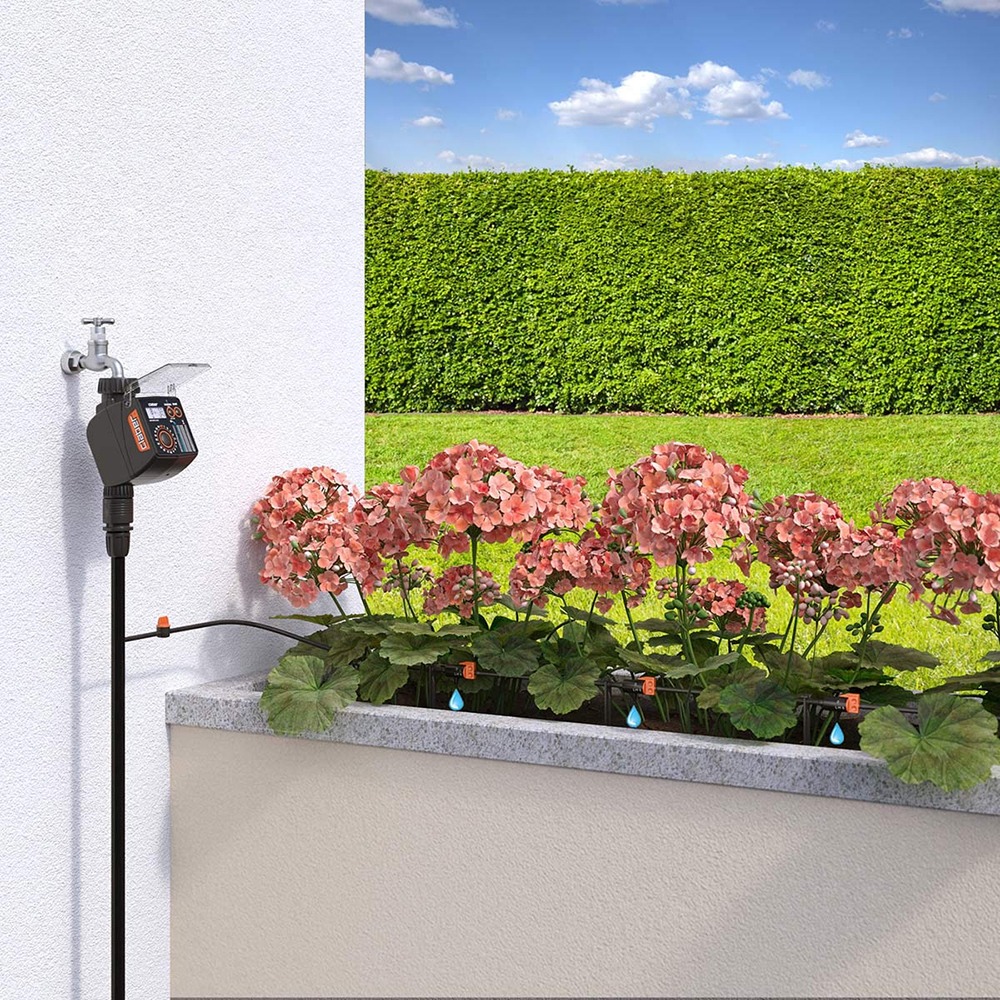 Claber Tempo Logic – visning af 19 forudindstillede programmer på fronten