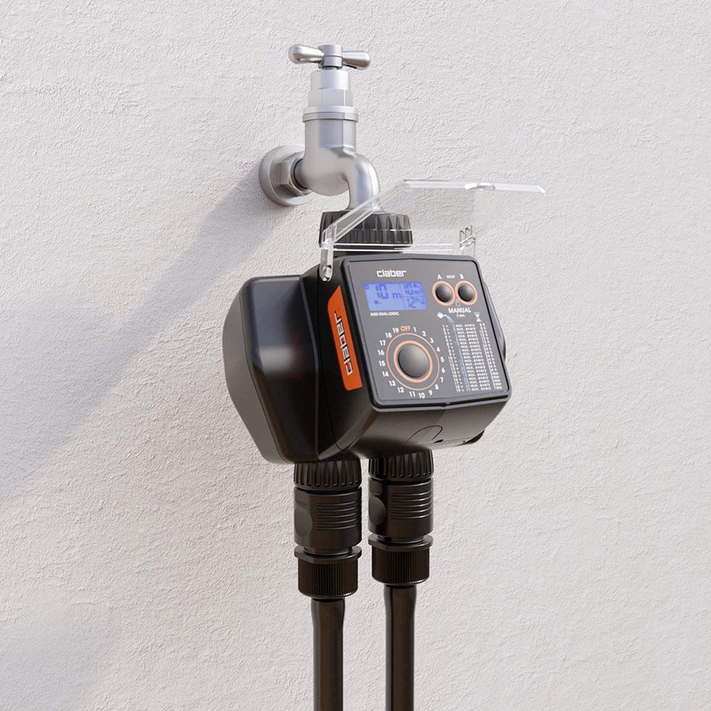 Claber Dual Logic – visning af programmer på baggrundsbelyst LCD-display