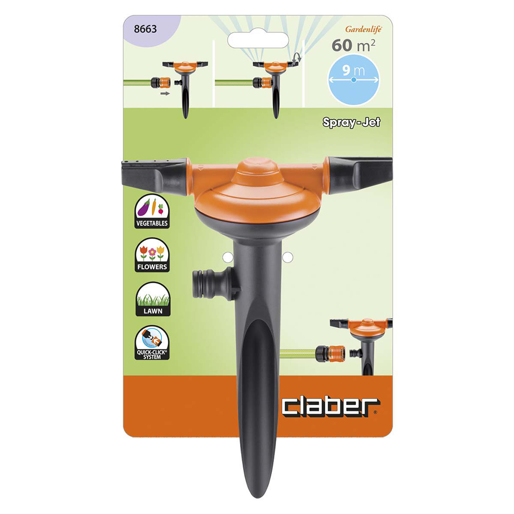 Sprinkler på pæl med naturlig regneffekt - dækker op til 64 m² med let regneffekt