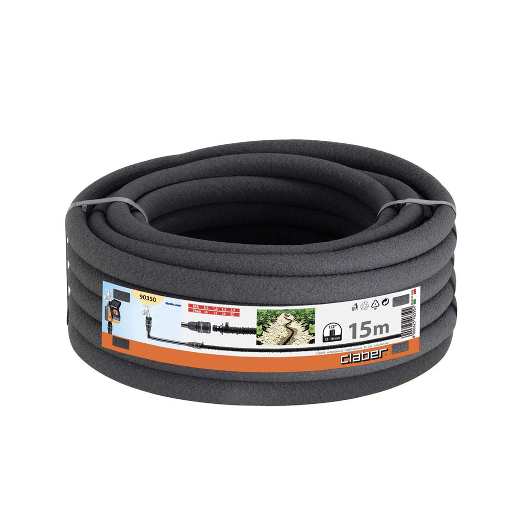 Siveslange (Soaker), 15m, porøs slange med små huller, reducerer vandspild.