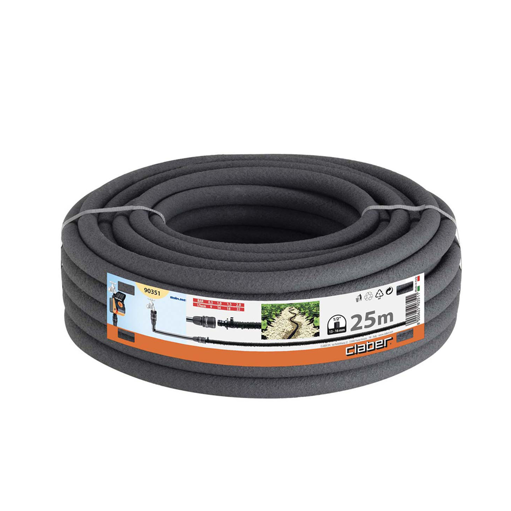 Siveslange (Soaker), 25m, porøs slange med små huller, reducerer vandspild.