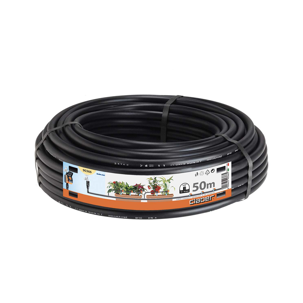Hovedslange, 50m, uden huller, til dryp- og mikrovandingssystem, fleksibel og holdbar.