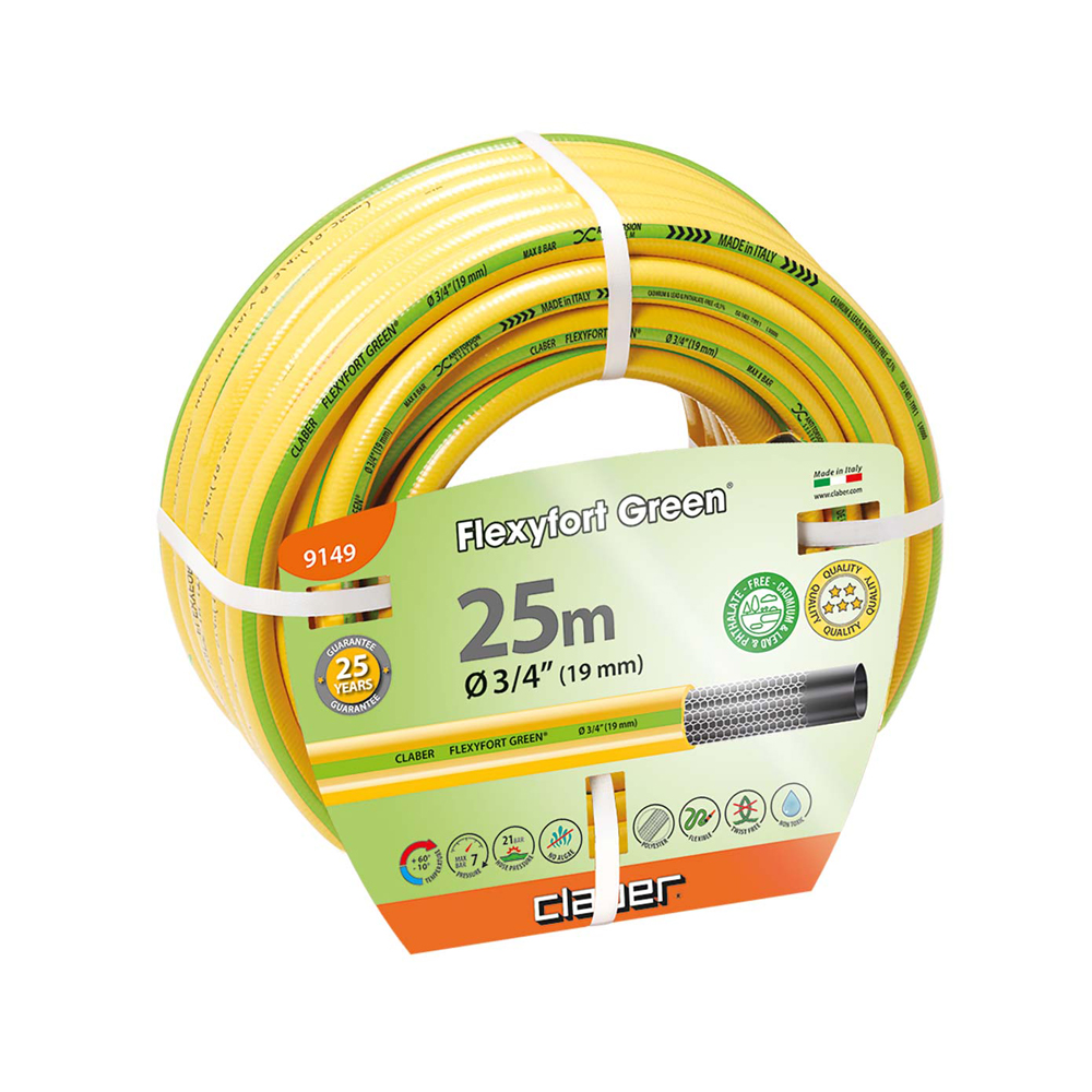 Flexyfort Green: Vridningsfri ved højt tryk, UV- og algebeskyttet, sikker uden ftalater og tungmetaller.