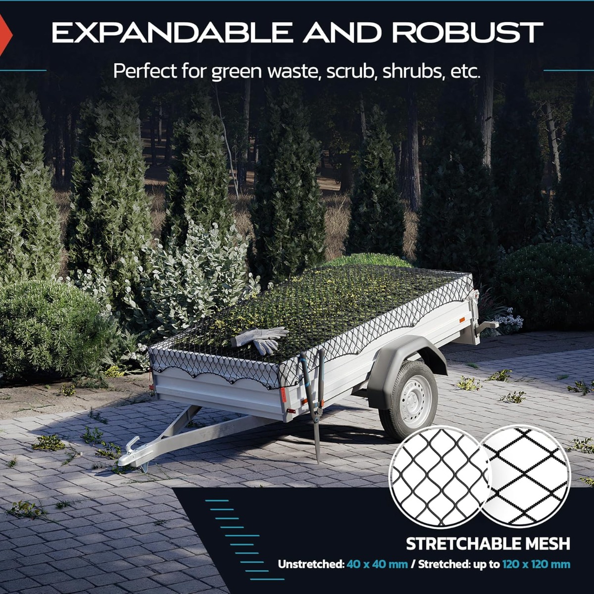 Trailer net monteret på 2x3 m trailer – TRIBURG net i høj kvalitet