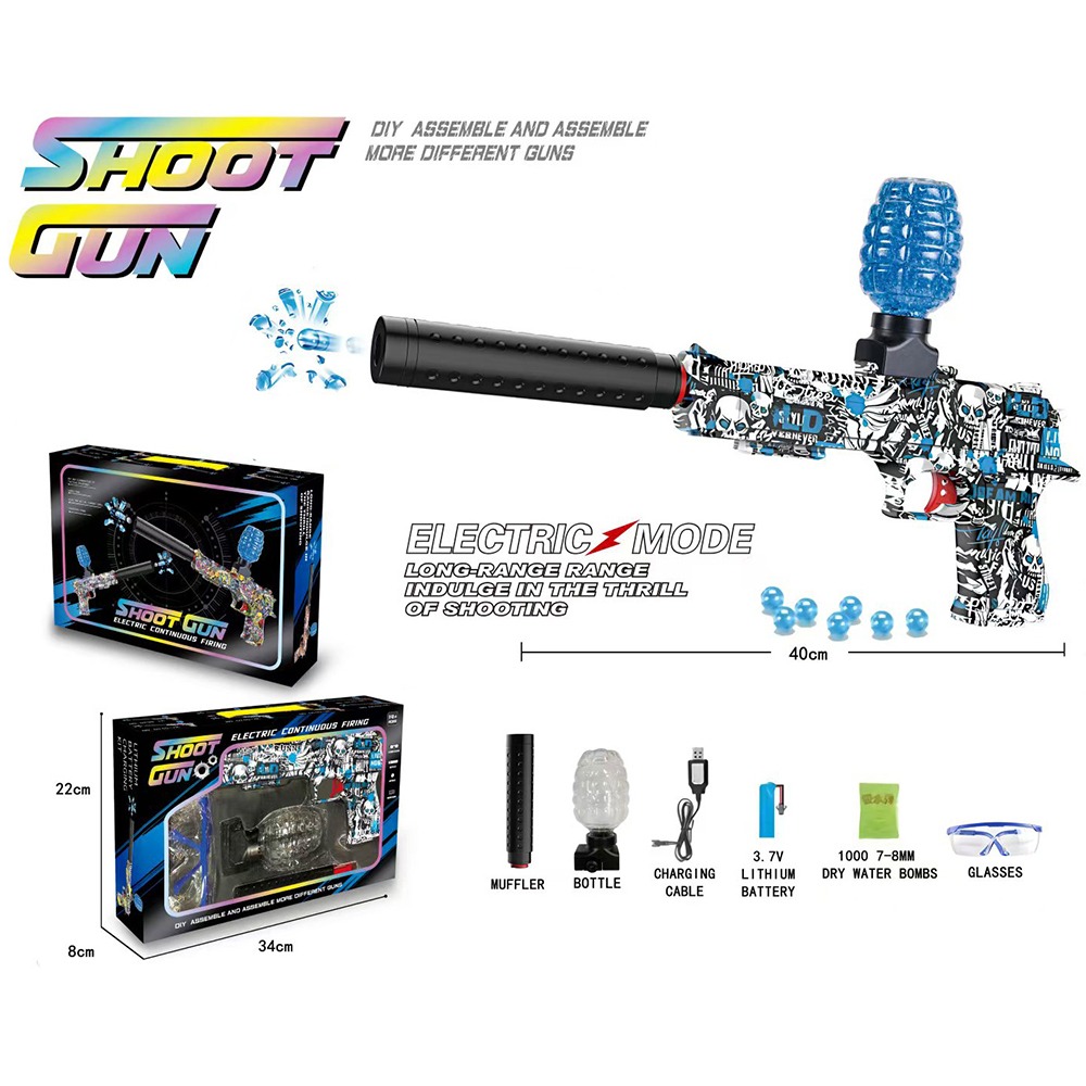 Desert Eagle Gel Blaster i sort, blå eller Crazy – perfekt til både indendørs og udendørs spil.