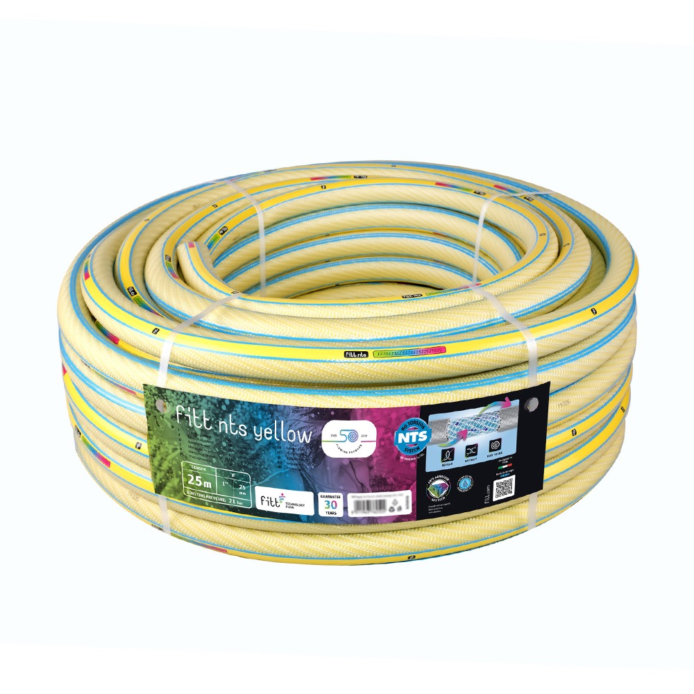 FITT NTS YELLOW 1" 25m haveslange – fleksibel og drikkevandsgodkendt vandslange til krævende brug