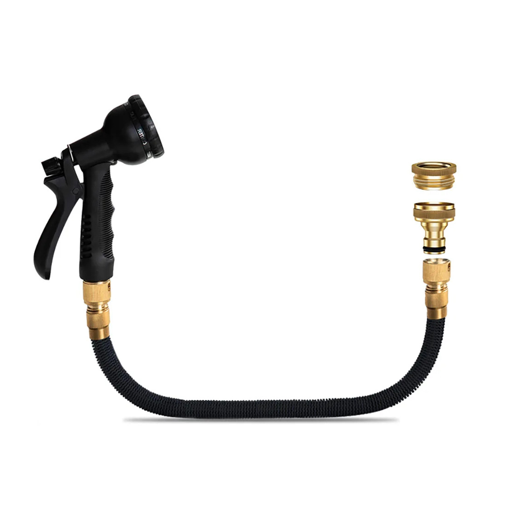 Tilslutningsslange med messingkoblinger til udvidelig haveslange