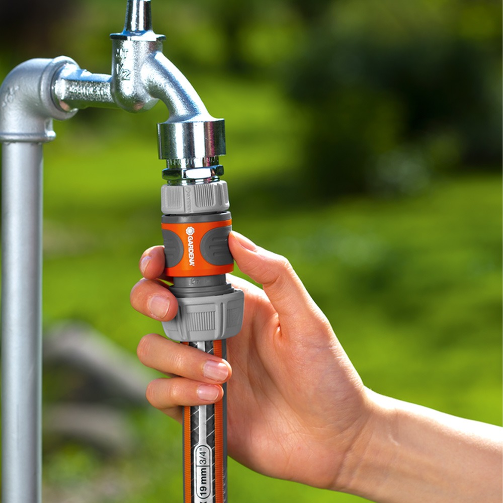Ergonomisk greb på 3/4 slangekobling