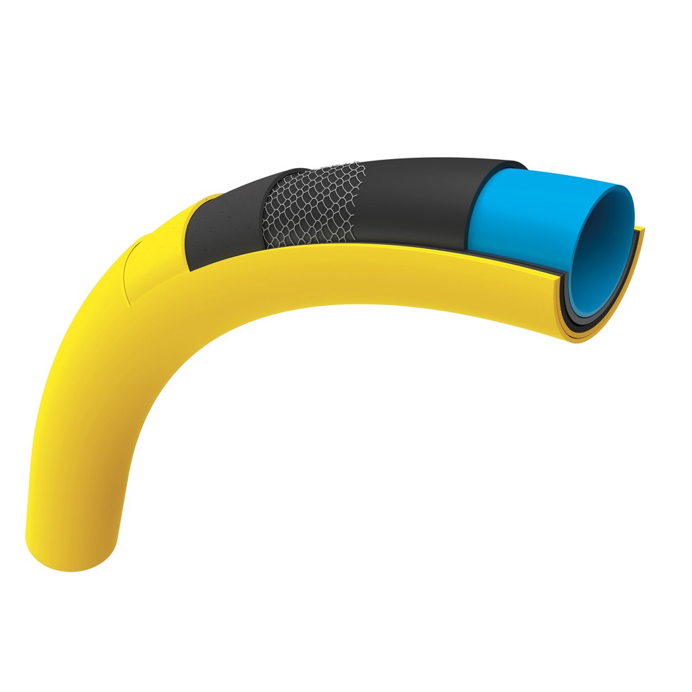 Kraftig gul Hozelock haveslange med stor diameter