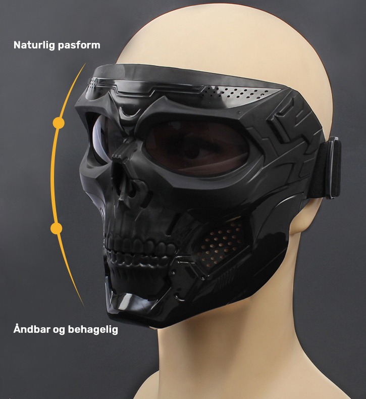 Beige Fullface Maske - Skeleton til Gel Blaster og Airsoft